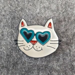 Cat With Heart Shaped Shades Pin 🐈💙😎